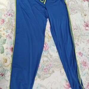 Blue Joggers with Green Accents